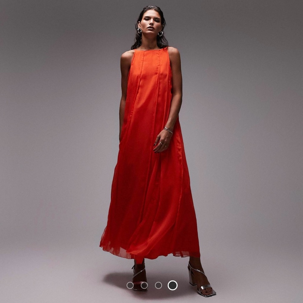 Topshop Sleevless Paneled Red Dress